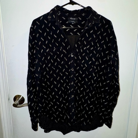 Madewell Zig Zag Ikat Print Oversized Ex-Boyfriend Button-Up Shirt - Picture 1 of 3